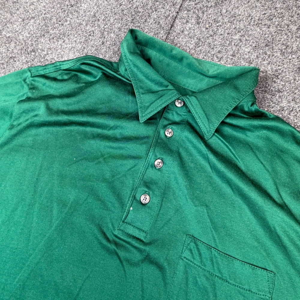 Roundtree & Yorke Mens Size XL Green Short Sleeve Pocket Polo Shirt Cotton Blend
